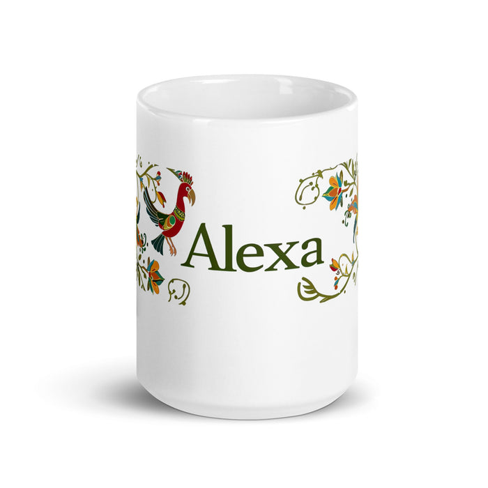 Alexa Exclusive Name Art Piece Home Office Work Coffee Mug Mexican Spanish Pride Gift Cup One - Of - A - Kind Calligraphy White Glossy Mug | A12 - Mexicada