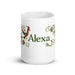 Alexa Exclusive Name Art Piece Home Office Work Coffee Mug Mexican Spanish Pride Gift Cup One - Of - A - Kind Calligraphy White Glossy Mug | A12 - Mexicada