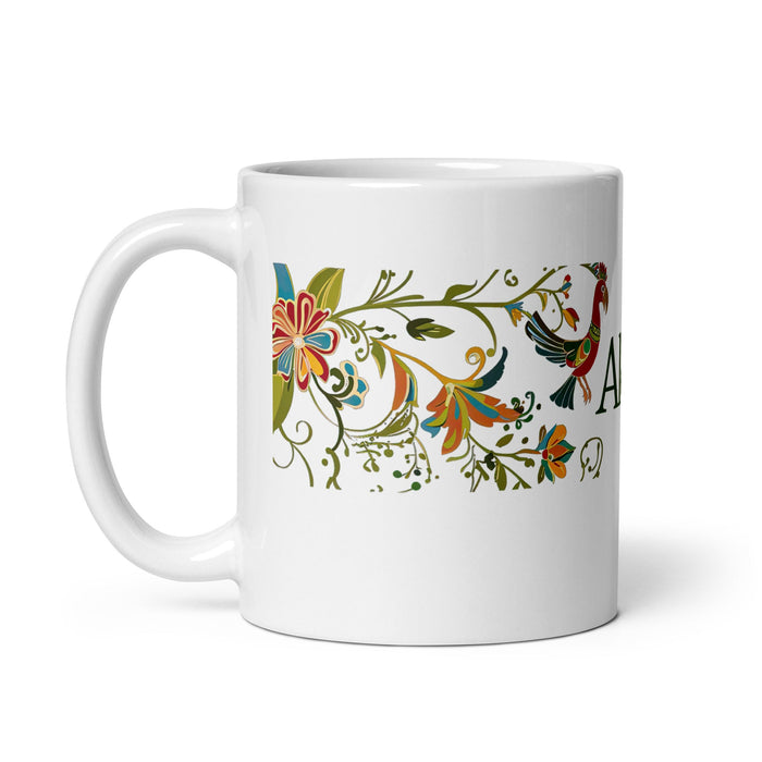 Alexa Exclusive Name Art Piece Home Office Work Coffee Mug Mexican Spanish Pride Gift Cup One - Of - A - Kind Calligraphy White Glossy Mug | A12 - Mexicada