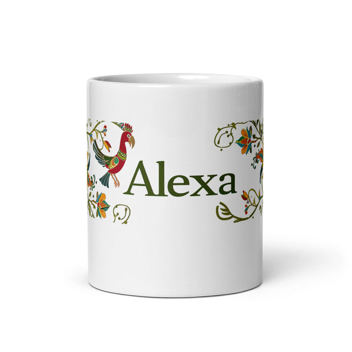 Alexa Exclusive Name Art Piece Home Office Work Coffee Mug Mexican Spanish Pride Gift Cup One - Of - A - Kind Calligraphy White Glossy Mug | A12 - Mexicada