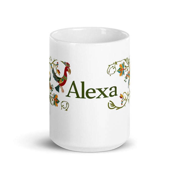 Alexa Exclusive Name Art Piece Home Office Work Coffee Mug Mexican Spanish Pride Gift Cup One-Of-A-Kind Calligraphy White Glossy Mug | A12 Mexicada