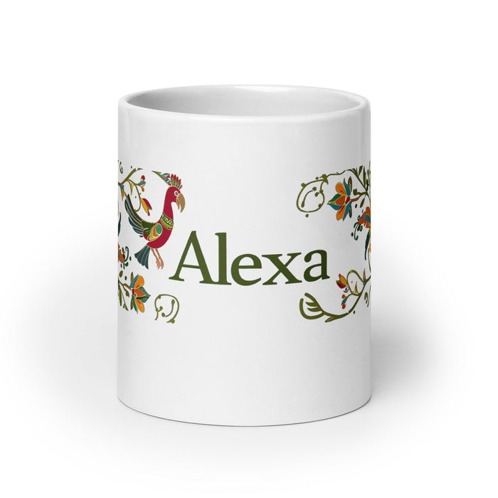 Alexa Exclusive Name Art Piece Home Office Work Coffee Mug Mexican Spanish Pride Gift Cup One-Of-A-Kind Calligraphy White Glossy Mug | A12 Mexicada