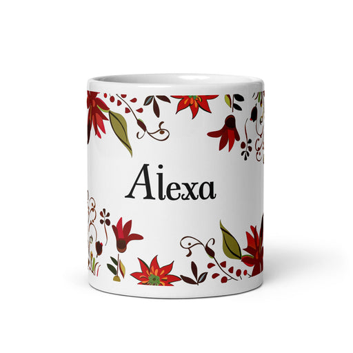 Alexa Exclusive Name Art Piece Home Office Work Coffee Mug Mexican Spanish Pride Gift Cup One - Of - A - Kind Calligraphy White Glossy Mug | A13 - Mexicada