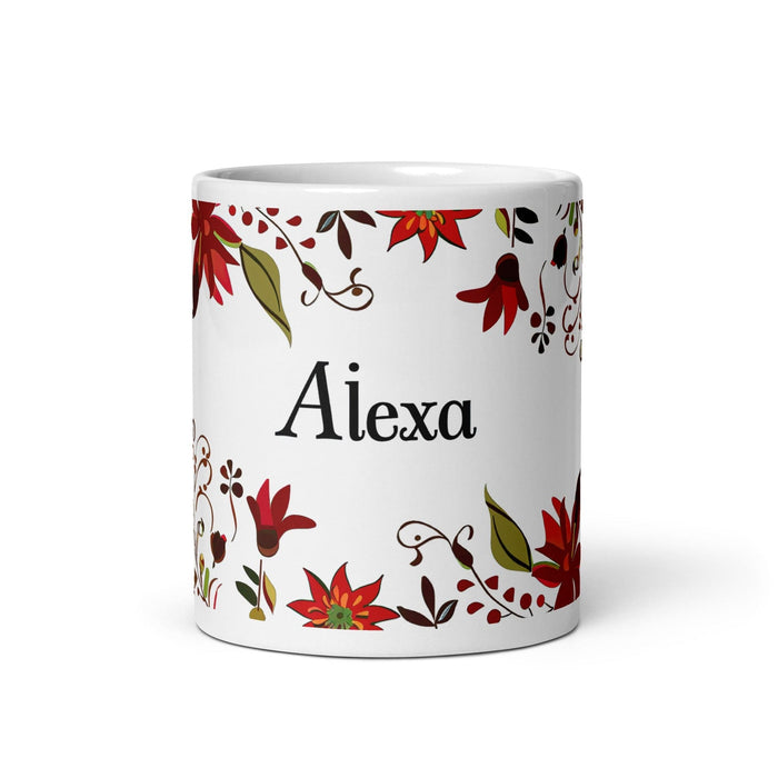 Alexa Exclusive Name Art Piece Home Office Work Coffee Mug Mexican Spanish Pride Gift Cup One-Of-A-Kind Calligraphy White Glossy Mug | A13 Mexicada