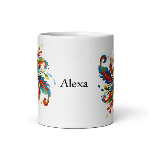 Alexa Exclusive Name Art Piece Home Office Work Coffee Mug Mexican Spanish Pride Gift Cup One - Of - A - Kind Calligraphy White Glossy Mug | A14 - Mexicada