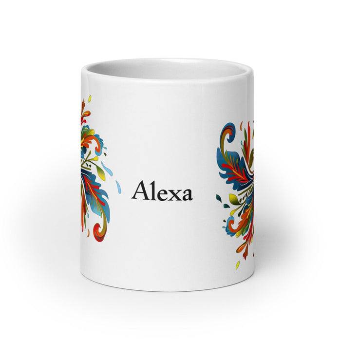 Alexa Exclusive Name Art Piece Home Office Work Coffee Mug Mexican Spanish Pride Gift Cup One-Of-A-Kind Calligraphy White Glossy Mug | A14 Mexicada