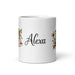 Alexa Exclusive Name Art Piece Home Office Work Coffee Mug Mexican Spanish Pride Gift Cup One - Of - A - Kind Calligraphy White Glossy Mug | A15 - Mexicada