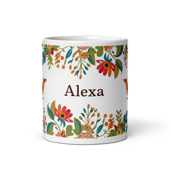 Alexa Exclusive Name Art Piece Home Office Work Coffee Mug Mexican Spanish Pride Gift Cup One-Of-A-Kind Calligraphy White Glossy Mug | A16 Mexicada