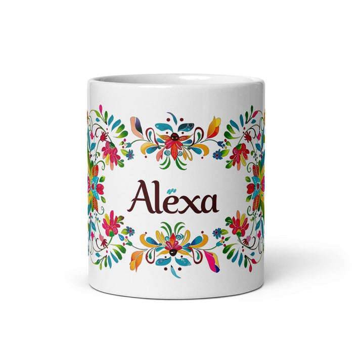 Alexa Exclusive Name Art Piece Home Office Work Coffee Mug Mexican Spanish Pride Gift Cup One-Of-A-Kind Calligraphy White Glossy Mug | A17 Mexicada