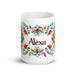 Alexa Exclusive Name Art Piece Home Office Work Coffee Mug Mexican Spanish Pride Gift Cup One-Of-A-Kind Calligraphy White Glossy Mug | A17 Mexicada