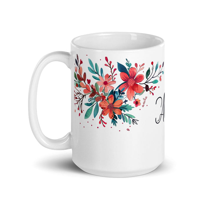 Alexa Exclusive Name Art Piece Home Office Work Coffee Mug Mexican Spanish Pride Gift Cup One-Of-A-Kind Calligraphy White Glossy Mug | A18 Mexicada