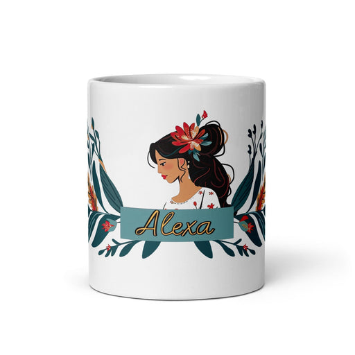 Alexa Exclusive Name Art Piece Home Office Work Coffee Mug Mexican Spanish Pride Gift Cup One-Of-A-Kind Calligraphy White Glossy Mug | A19 Mexicada