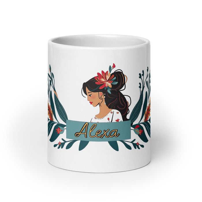 Alexa Exclusive Name Art Piece Home Office Work Coffee Mug Mexican Spanish Pride Gift Cup One-Of-A-Kind Calligraphy White Glossy Mug | A19 Mexicada