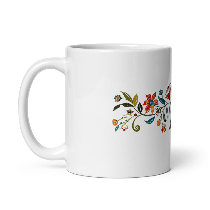 Alexa Exclusive Name Art Piece Home Office Work Coffee Mug Mexican Spanish Pride Gift Cup One - Of - A - Kind Calligraphy White Glossy Mug | A2 - Mexicada