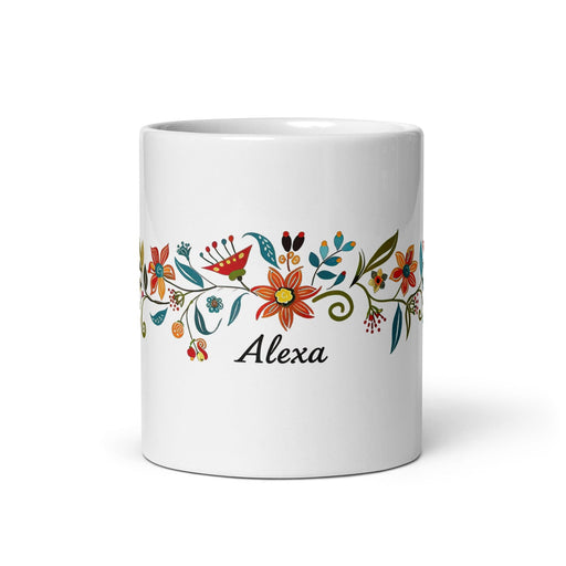 Alexa Exclusive Name Art Piece Home Office Work Coffee Mug Mexican Spanish Pride Gift Cup One-Of-A-Kind Calligraphy White Glossy Mug | A2 Mexicada