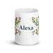 Alexa Exclusive Name Art Piece Home Office Work Coffee Mug Mexican Spanish Pride Gift Cup One-Of-A-Kind Calligraphy White Glossy Mug | A20 Mexicada