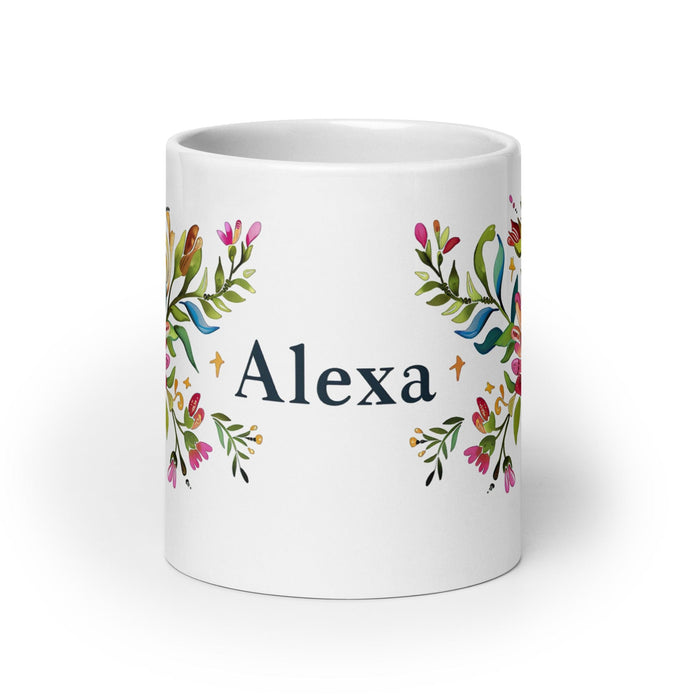 Alexa Exclusive Name Art Piece Home Office Work Coffee Mug Mexican Spanish Pride Gift Cup One-Of-A-Kind Calligraphy White Glossy Mug | A20 Mexicada