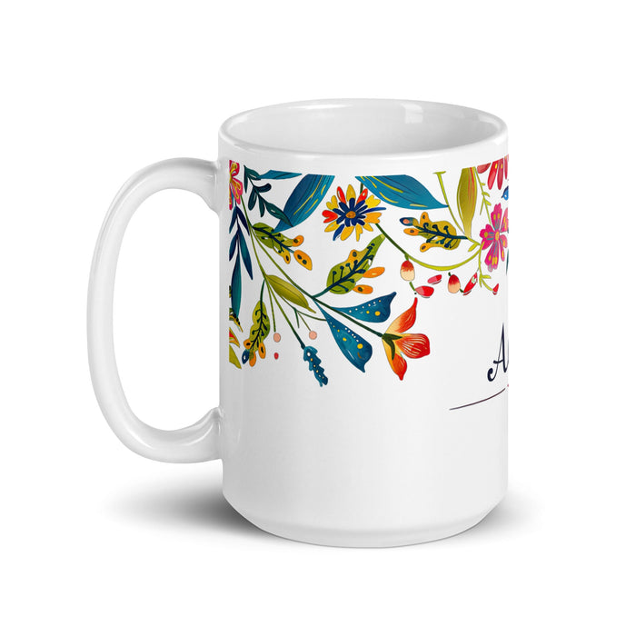 Alexa Exclusive Name Art Piece Home Office Work Coffee Mug Mexican Spanish Pride Gift Cup One - Of - A - Kind Calligraphy White Glossy Mug | A21 - Mexicada