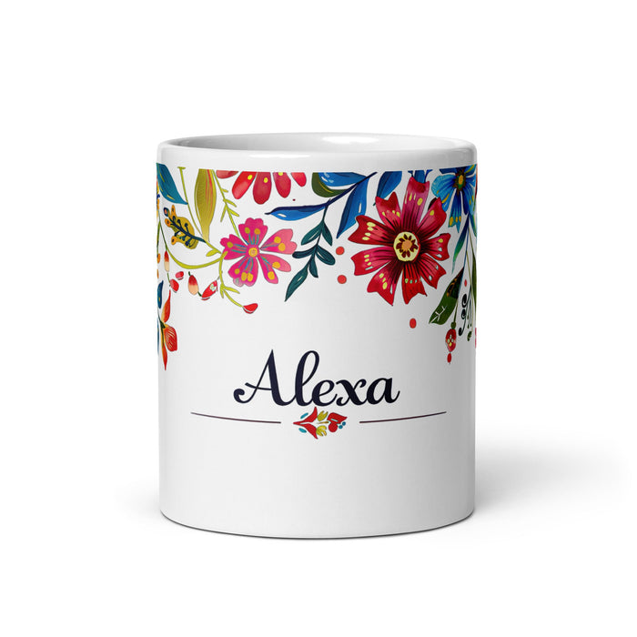 Alexa Exclusive Name Art Piece Home Office Work Coffee Mug Mexican Spanish Pride Gift Cup One - Of - A - Kind Calligraphy White Glossy Mug | A21 - Mexicada