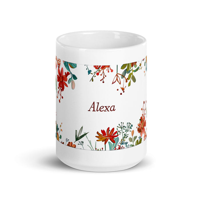 Alexa Exclusive Name Art Piece Home Office Work Coffee Mug Mexican Spanish Pride Gift Cup One - Of - A - Kind Calligraphy White Glossy Mug | A22 - Mexicada