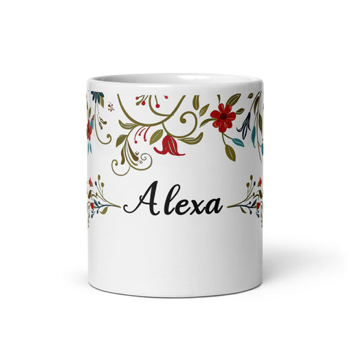 Alexa Exclusive Name Art Piece Home Office Work Coffee Mug Mexican Spanish Pride Gift Cup One - Of - A - Kind Calligraphy White Glossy Mug | A23 - Mexicada