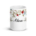 Alexa Exclusive Name Art Piece Home Office Work Coffee Mug Mexican Spanish Pride Gift Cup One - Of - A - Kind Calligraphy White Glossy Mug | A23 - Mexicada