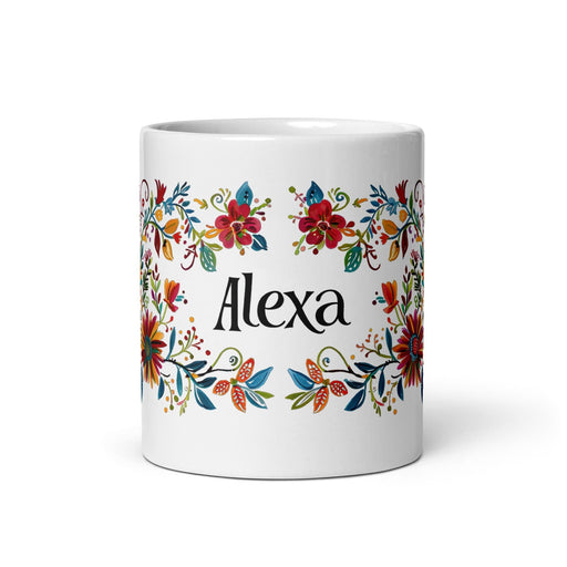 Alexa Exclusive Name Art Piece Home Office Work Coffee Mug Mexican Spanish Pride Gift Cup One-Of-A-Kind Calligraphy White Glossy Mug | A24 Mexicada