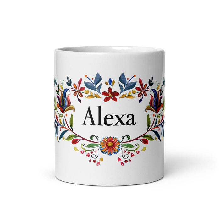 Alexa Exclusive Name Art Piece Home Office Work Coffee Mug Mexican Spanish Pride Gift Cup One-Of-A-Kind Calligraphy White Glossy Mug | A26 Mexicada