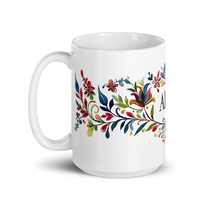 Alexa Exclusive Name Art Piece Home Office Work Coffee Mug Mexican Spanish Pride Gift Cup One-Of-A-Kind Calligraphy White Glossy Mug | A26 Mexicada