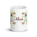 Alexa Exclusive Name Art Piece Home Office Work Coffee Mug Mexican Spanish Pride Gift Cup One - Of - A - Kind Calligraphy White Glossy Mug | A27 - Mexicada