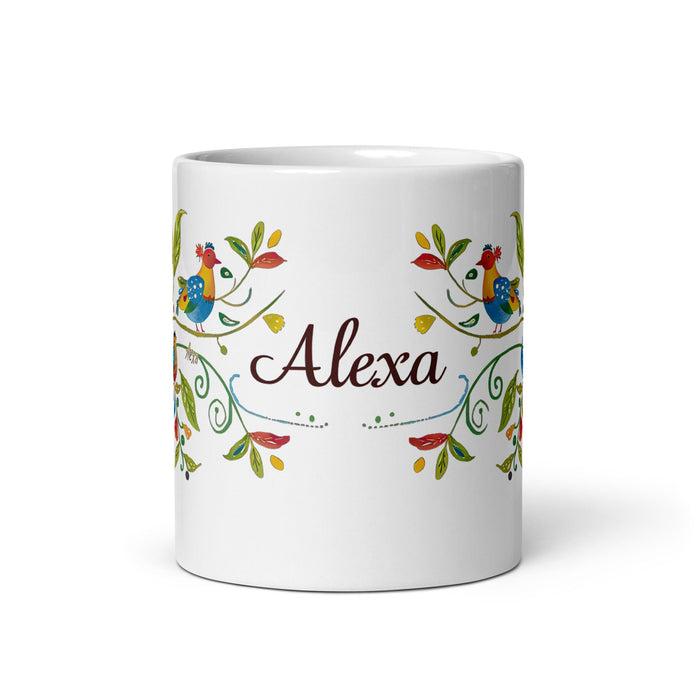 Alexa Exclusive Name Art Piece Home Office Work Coffee Mug Mexican Spanish Pride Gift Cup One - Of - A - Kind Calligraphy White Glossy Mug | A27 - Mexicada