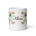 Alexa Exclusive Name Art Piece Home Office Work Coffee Mug Mexican Spanish Pride Gift Cup One - Of - A - Kind Calligraphy White Glossy Mug | A27 - Mexicada