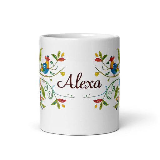 Alexa Exclusive Name Art Piece Home Office Work Coffee Mug Mexican Spanish Pride Gift Cup One-Of-A-Kind Calligraphy White Glossy Mug | A27 Mexicada