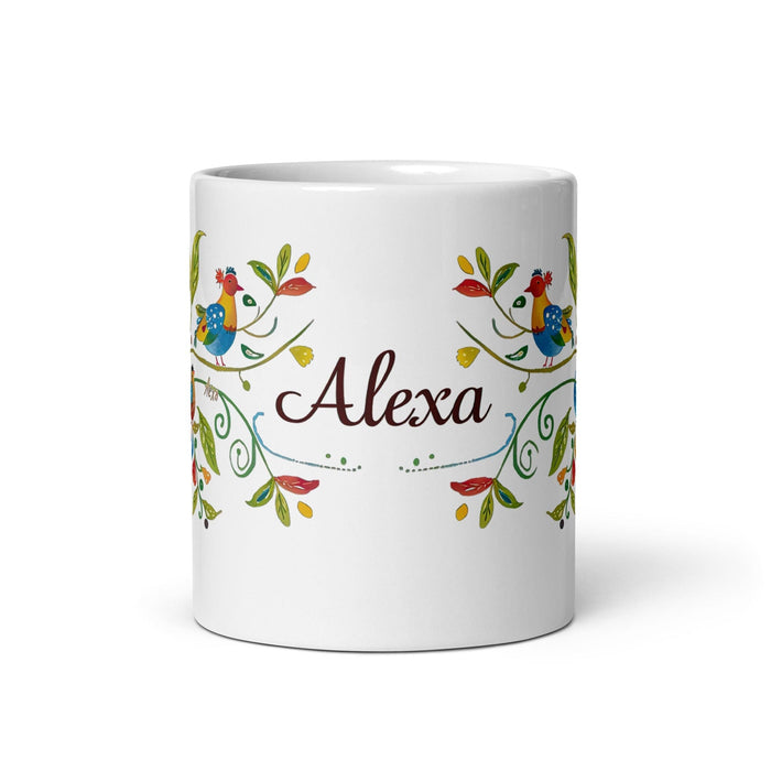 Alexa Exclusive Name Art Piece Home Office Work Coffee Mug Mexican Spanish Pride Gift Cup One-Of-A-Kind Calligraphy White Glossy Mug | A27 Mexicada