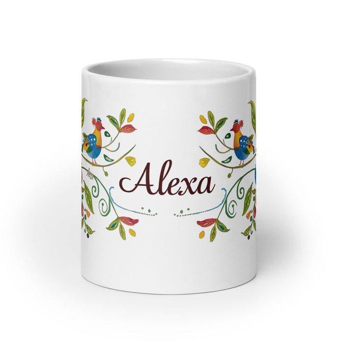 Alexa Exclusive Name Art Piece Home Office Work Coffee Mug Mexican Spanish Pride Gift Cup One-Of-A-Kind Calligraphy White Glossy Mug | A27 Mexicada