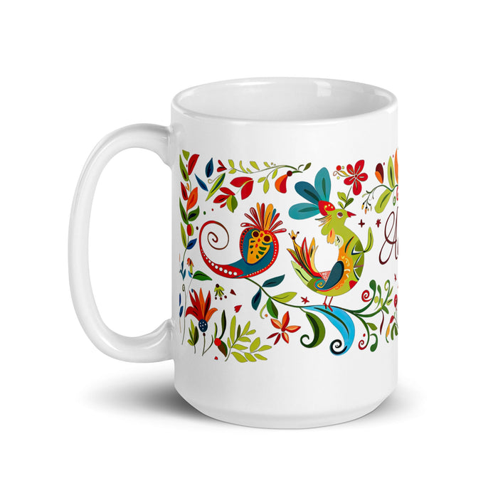 Alexa Exclusive Name Art Piece Home Office Work Coffee Mug Mexican Spanish Pride Gift Cup One - Of - A - Kind Calligraphy White Glossy Mug | A28 - Mexicada