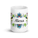 Alexa Exclusive Name Art Piece Home Office Work Coffee Mug Mexican Spanish Pride Gift Cup One - Of - A - Kind Calligraphy White Glossy Mug | A29 - Mexicada