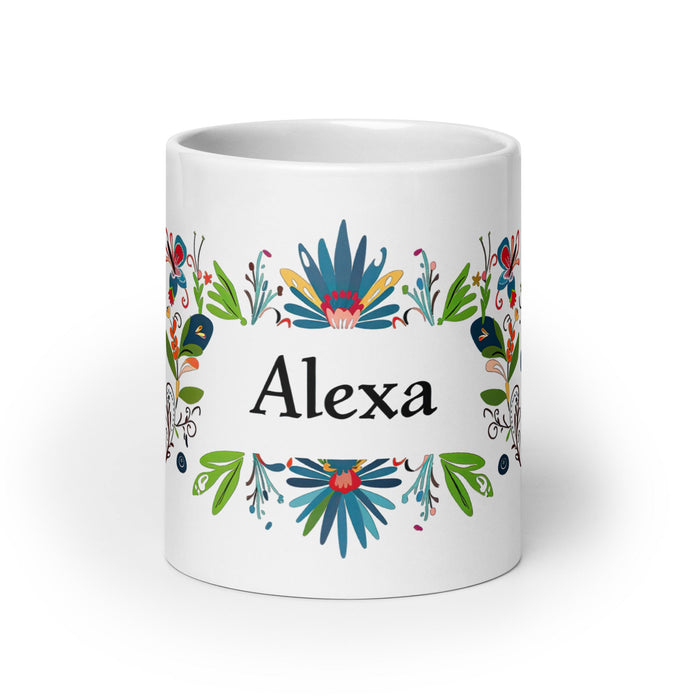 Alexa Exclusive Name Art Piece Home Office Work Coffee Mug Mexican Spanish Pride Gift Cup One - Of - A - Kind Calligraphy White Glossy Mug | A29 - Mexicada