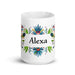 Alexa Exclusive Name Art Piece Home Office Work Coffee Mug Mexican Spanish Pride Gift Cup One-Of-A-Kind Calligraphy White Glossy Mug | A29 Mexicada