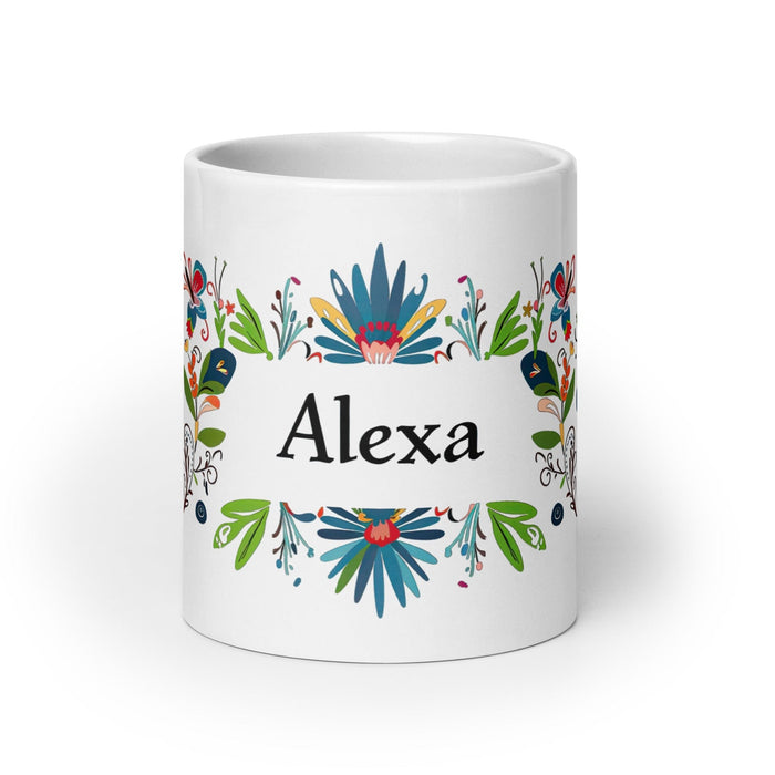 Alexa Exclusive Name Art Piece Home Office Work Coffee Mug Mexican Spanish Pride Gift Cup One-Of-A-Kind Calligraphy White Glossy Mug | A29 Mexicada