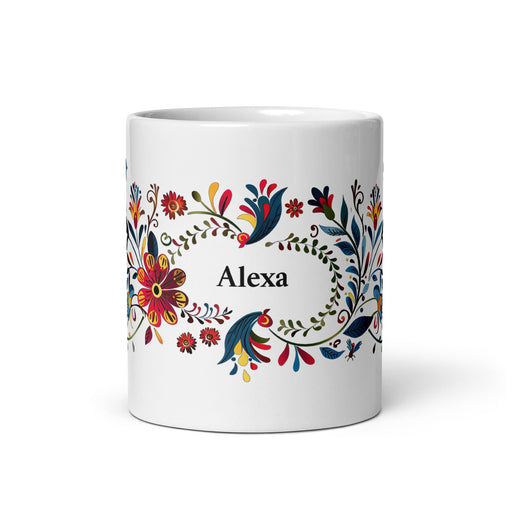 Alexa Exclusive Name Art Piece Home Office Work Coffee Mug Mexican Spanish Pride Gift Cup One - Of - A - Kind Calligraphy White Glossy Mug | A3 - Mexicada