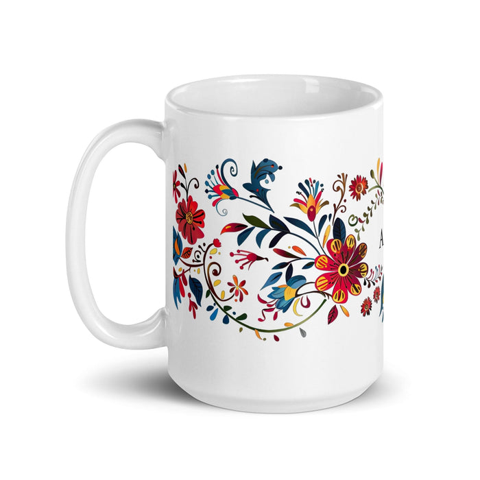 Alexa Exclusive Name Art Piece Home Office Work Coffee Mug Mexican Spanish Pride Gift Cup One-Of-A-Kind Calligraphy White Glossy Mug | A3 Mexicada