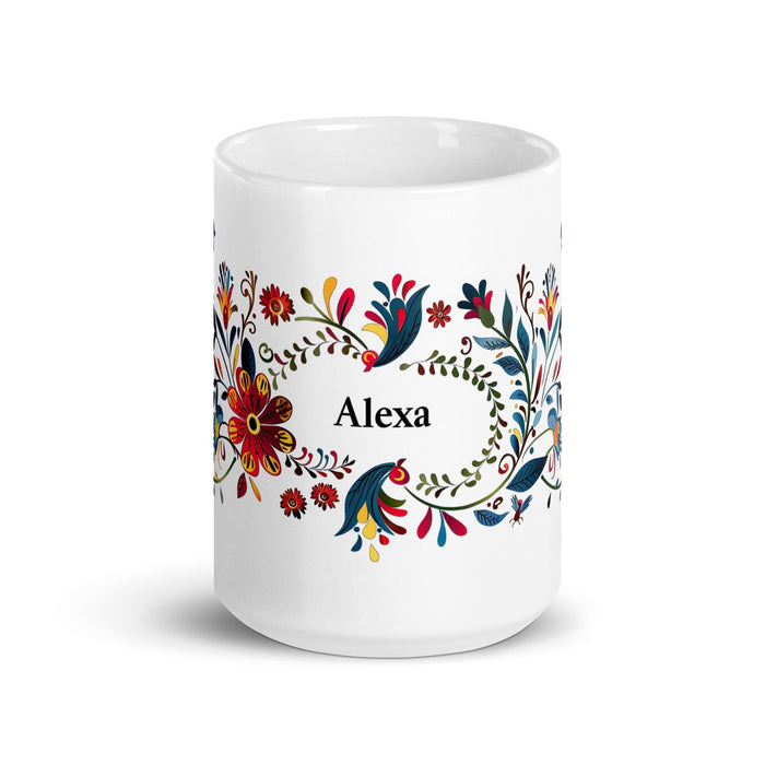 Alexa Exclusive Name Art Piece Home Office Work Coffee Mug Mexican Spanish Pride Gift Cup One-Of-A-Kind Calligraphy White Glossy Mug | A3 Mexicada