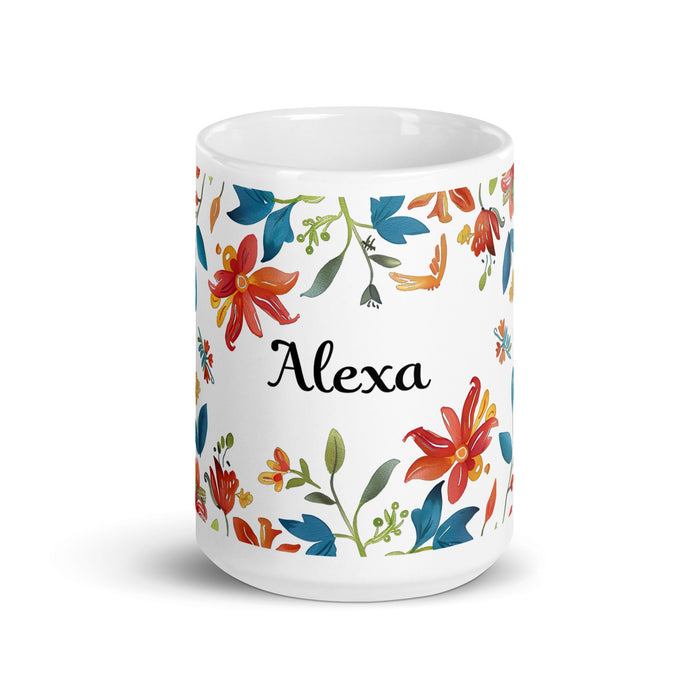 Alexa Exclusive Name Art Piece Home Office Work Coffee Mug Mexican Spanish Pride Gift Cup One - Of - A - Kind Calligraphy White Glossy Mug | A30 - Mexicada