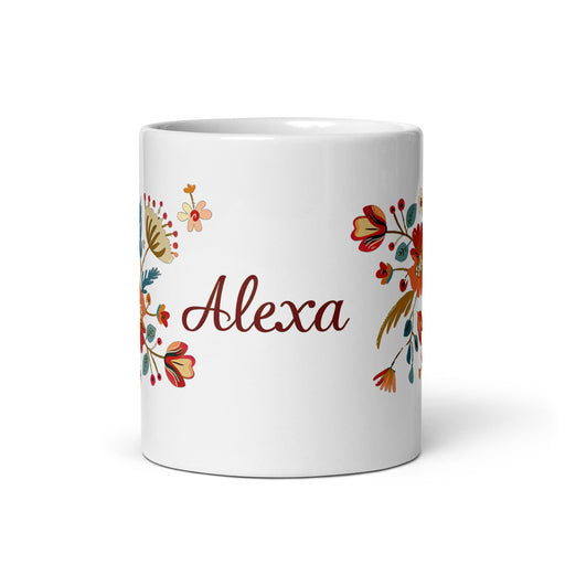 Alexa Exclusive Name Art Piece Home Office Work Coffee Mug Mexican Spanish Pride Gift Cup One - Of - A - Kind Calligraphy White Glossy Mug | A4 - Mexicada