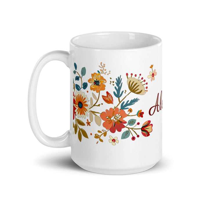 Alexa Exclusive Name Art Piece Home Office Work Coffee Mug Mexican Spanish Pride Gift Cup One-Of-A-Kind Calligraphy White Glossy Mug | A4 Mexicada