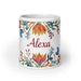 Alexa Exclusive Name Art Piece Home Office Work Coffee Mug Mexican Spanish Pride Gift Cup One - Of - A - Kind Calligraphy White Glossy Mug | A5 - Mexicada