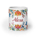 Alexa Exclusive Name Art Piece Home Office Work Coffee Mug Mexican Spanish Pride Gift Cup One-Of-A-Kind Calligraphy White Glossy Mug | A5 Mexicada