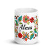 Alexa Exclusive Name Art Piece Home Office Work Coffee Mug Mexican Spanish Pride Gift Cup One - Of - A - Kind Calligraphy White Glossy Mug | A6 - Mexicada