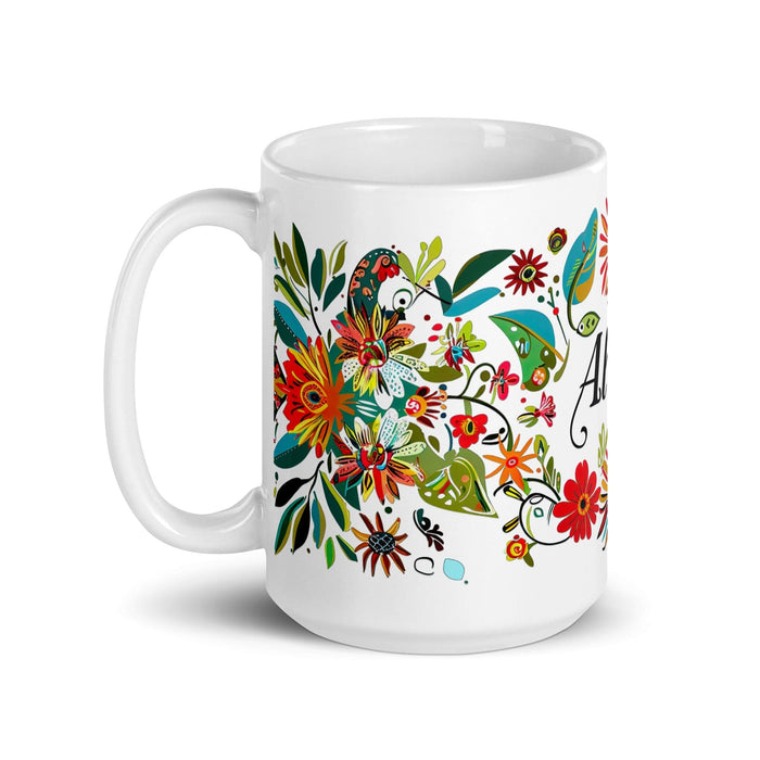 Alexa Exclusive Name Art Piece Home Office Work Coffee Mug Mexican Spanish Pride Gift Cup One-Of-A-Kind Calligraphy White Glossy Mug | A6 Mexicada